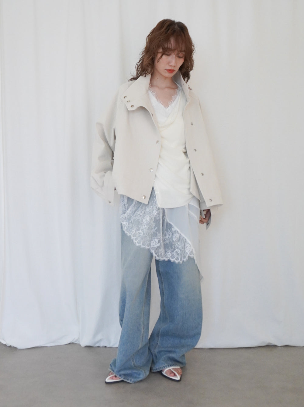 Drawstring スタンドカラーショートトラックジャケット