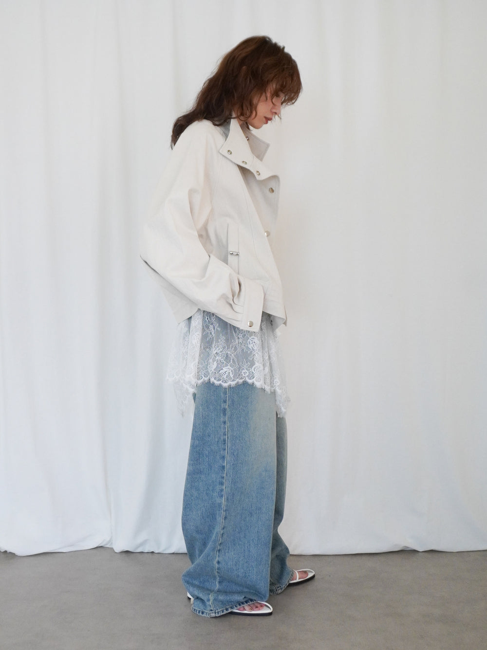 Drawstring スタンドカラーショートトラックジャケット