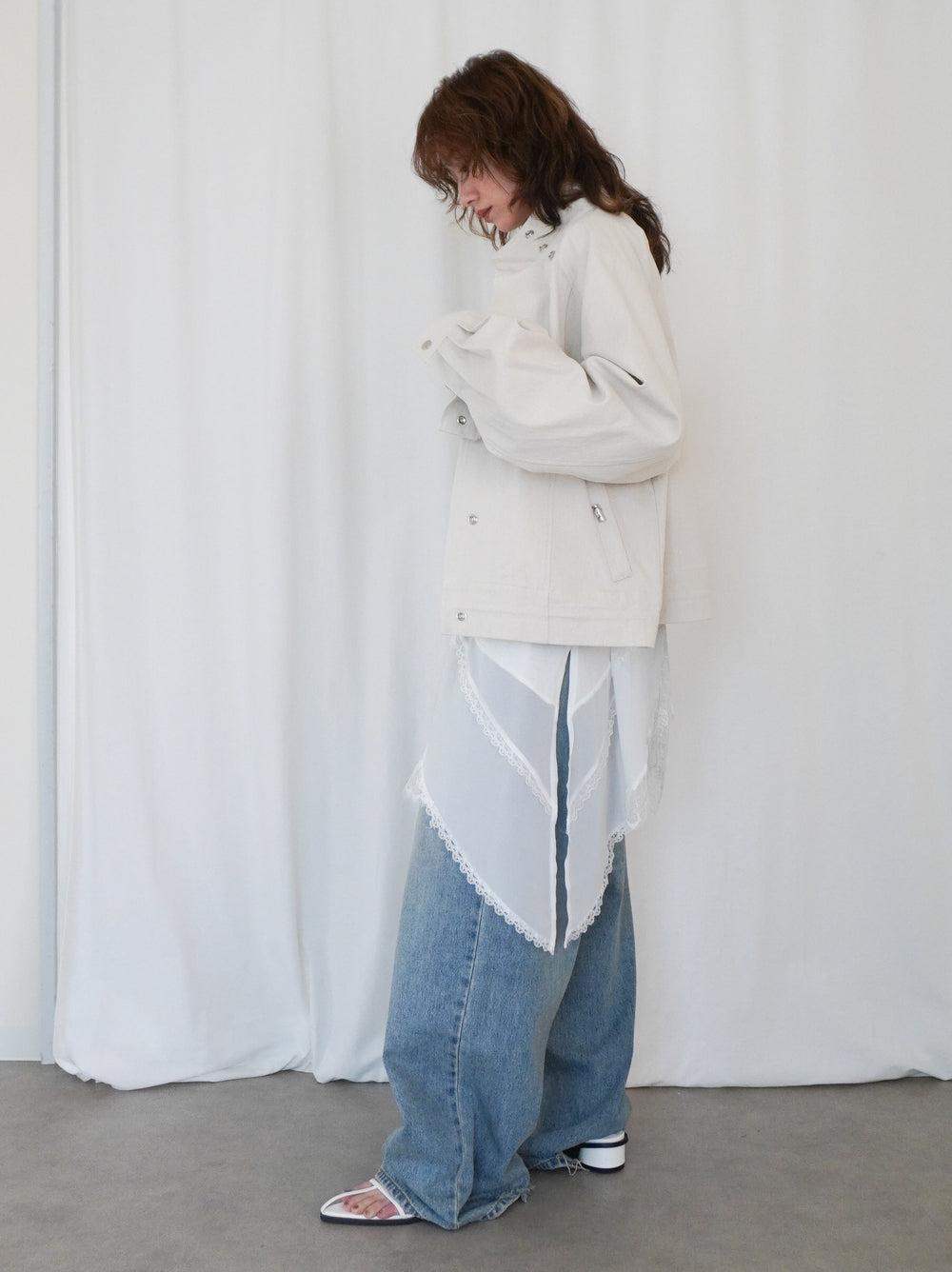 Drawstring スタンドカラーショートトラックジャケット