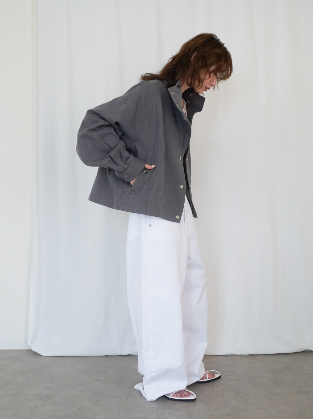 Drawstring スタンドカラーショートトラックジャケット