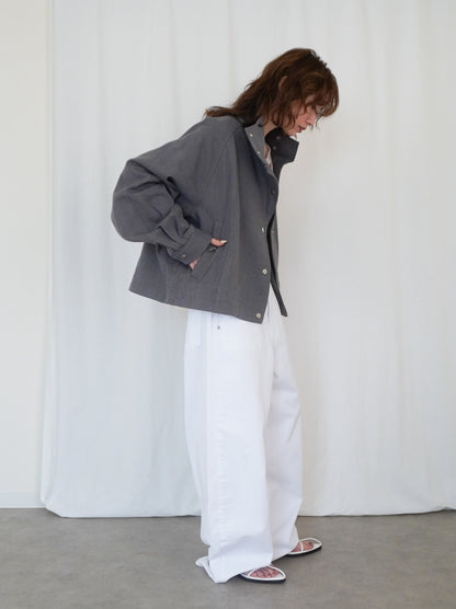 Drawstring スタンドカラーショートトラックジャケット
