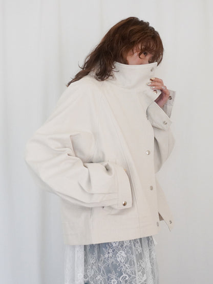 Drawstring スタンドカラーショートトラックジャケット