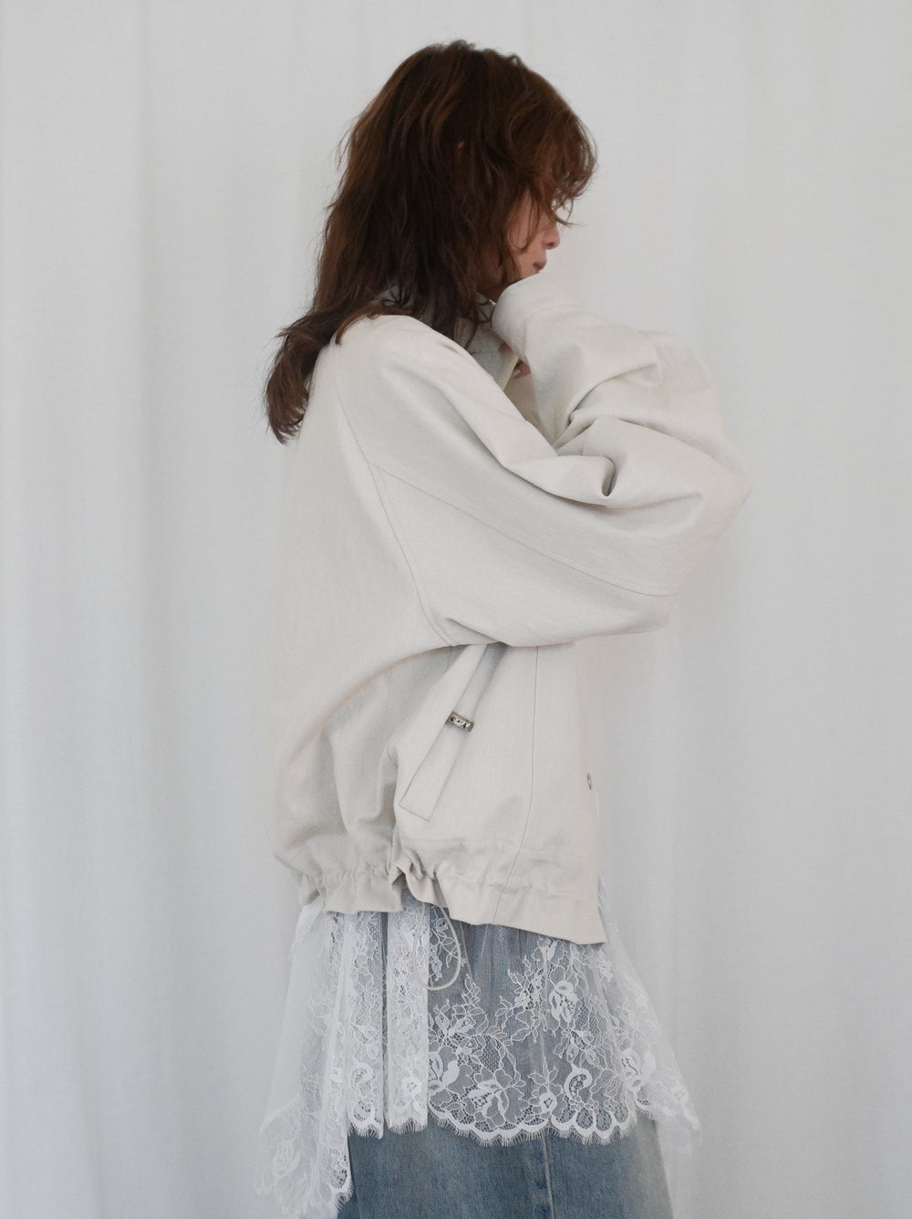 Drawstring スタンドカラーショートトラックジャケット