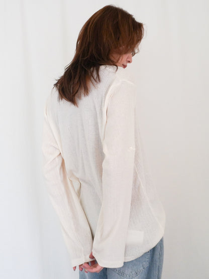 Eyelet pointelle 2WAYロールアップヘンリートップス