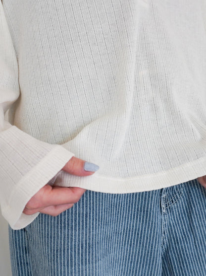Eyelet pointelle 2WAYロールアップヘンリートップス