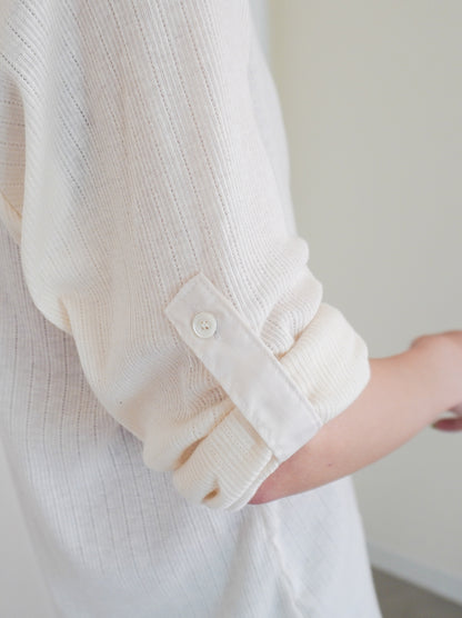 Eyelet pointelle 2WAYロールアップヘンリートップス