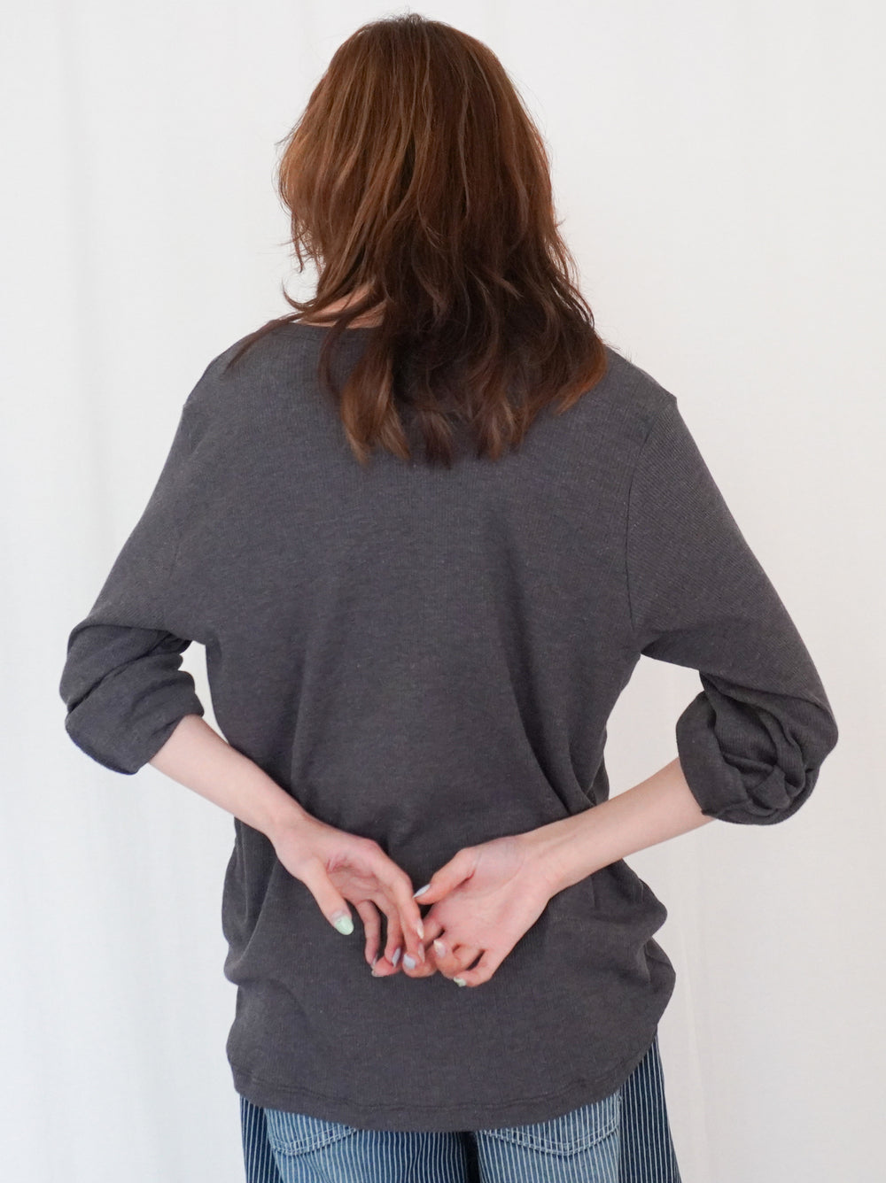 Eyelet pointelle 2WAYロールアップヘンリートップス