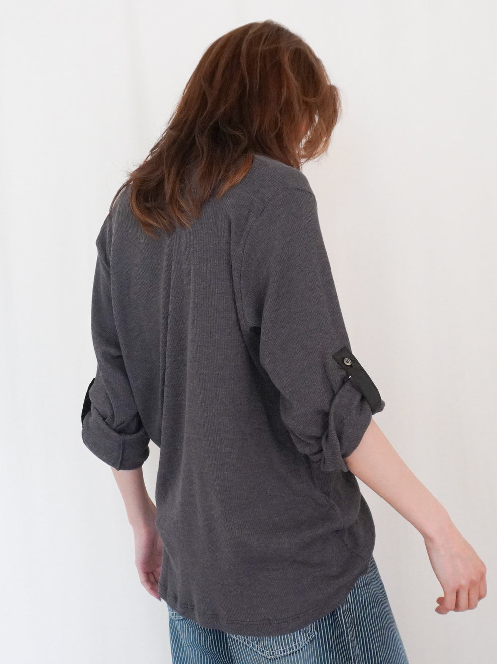 Eyelet pointelle 2WAYロールアップヘンリートップス