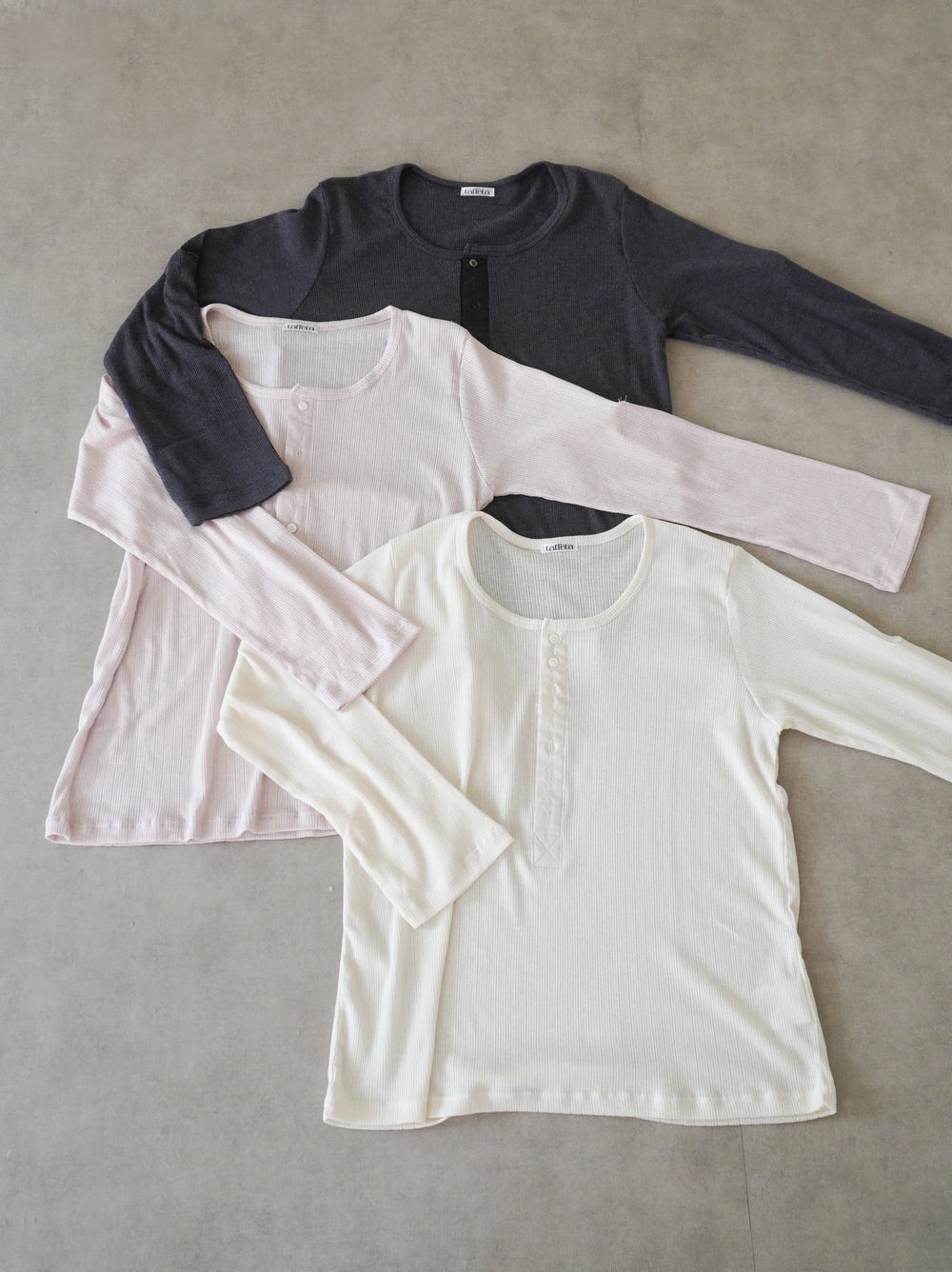 Eyelet pointelle 2WAYロールアップヘンリートップス