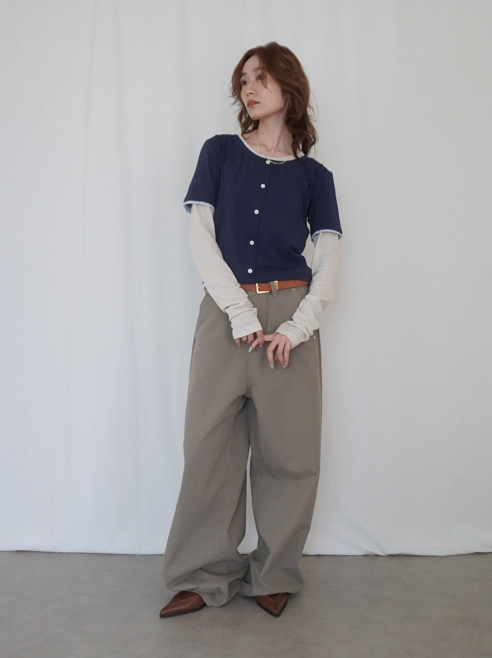 Layered long sleeve 配色カットソー