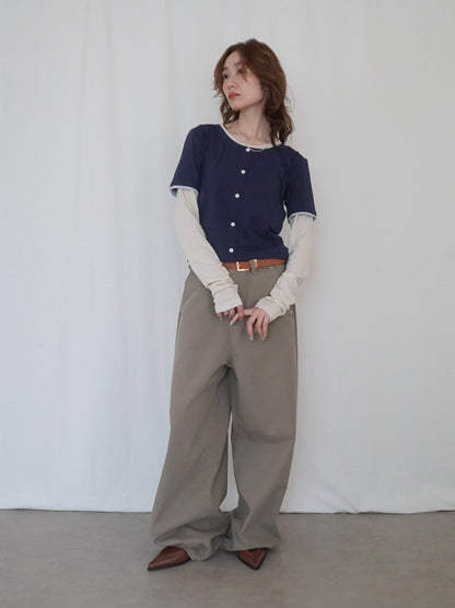 Layered long sleeve 配色カットソー
