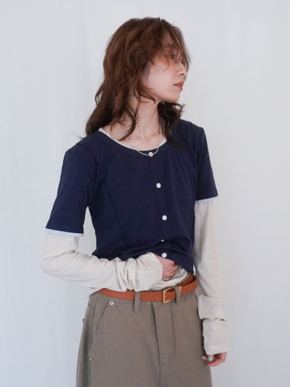 Layered long sleeve 配色カットソー