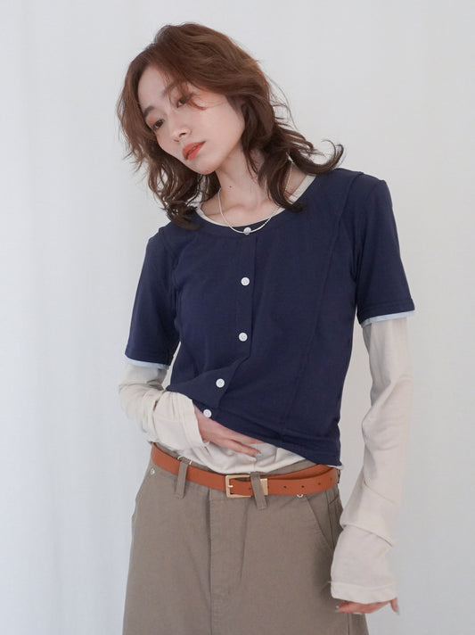 Layered long sleeve 配色カットソー