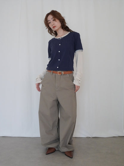 Layered long sleeve 配色カットソー