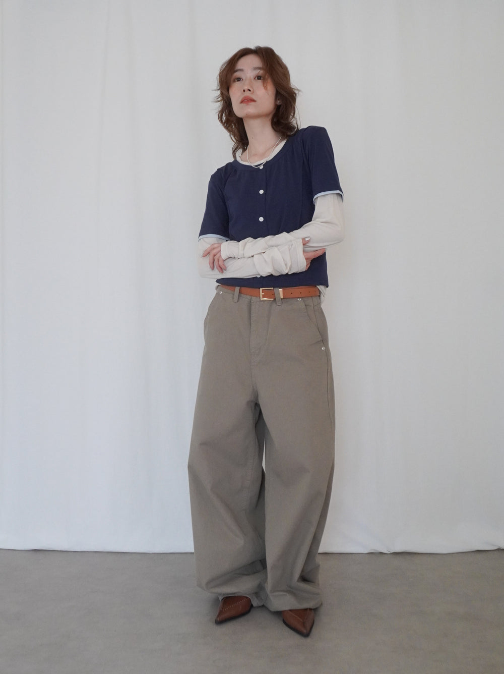 Layered long sleeve 配色カットソー