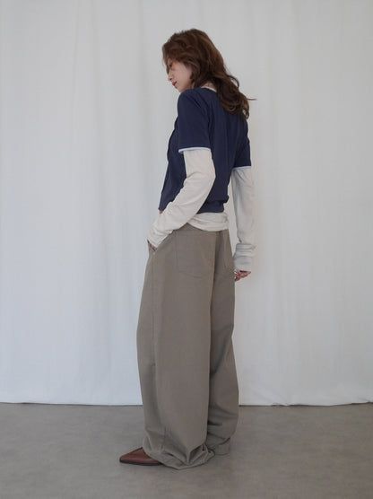 Layered long sleeve 配色カットソー