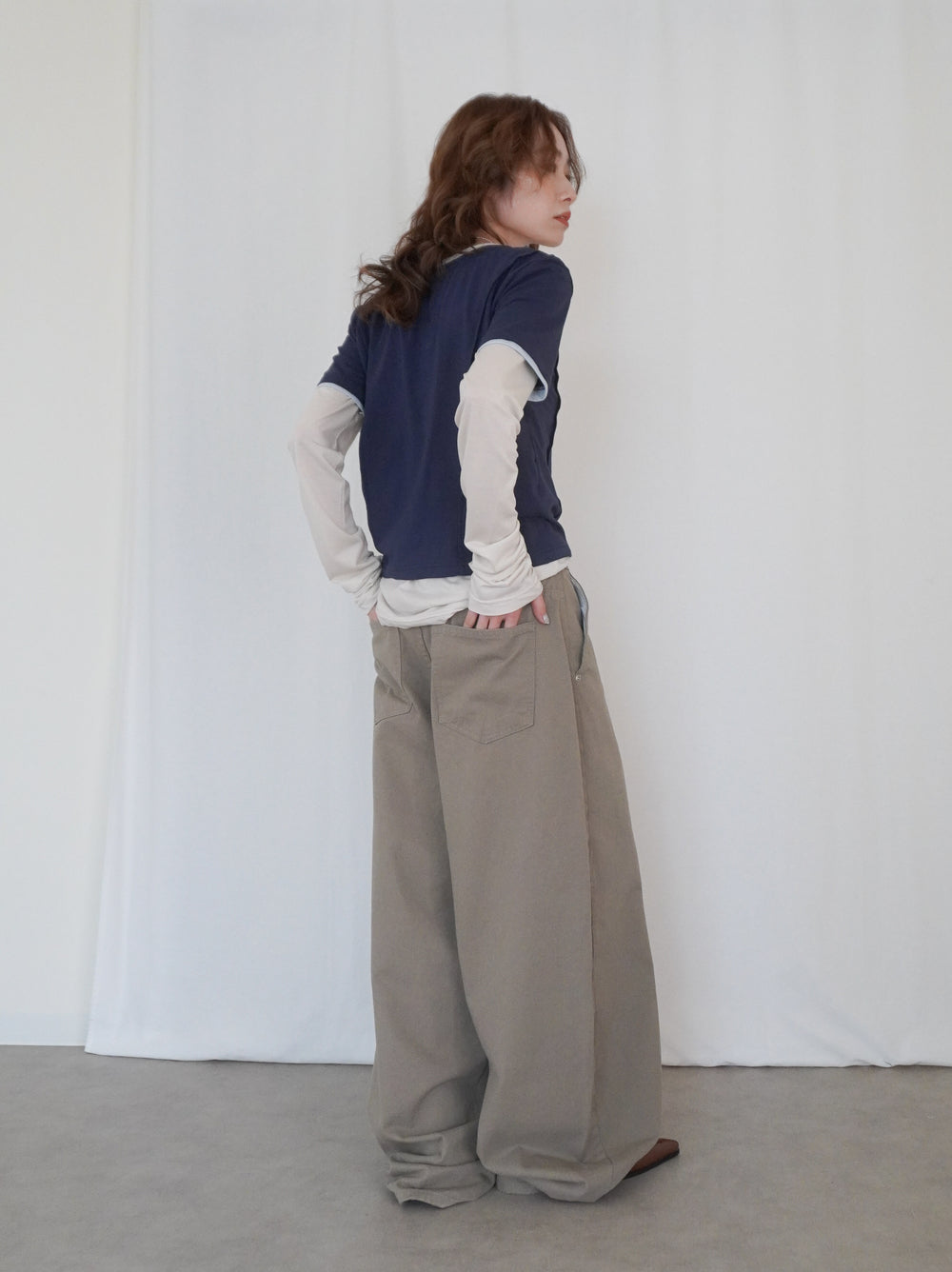 Layered long sleeve 配色カットソー