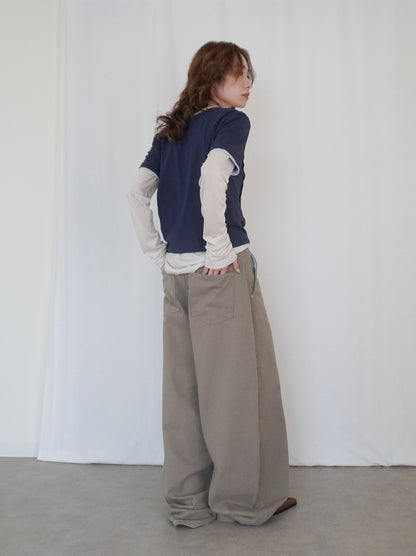 Layered long sleeve 配色カットソー