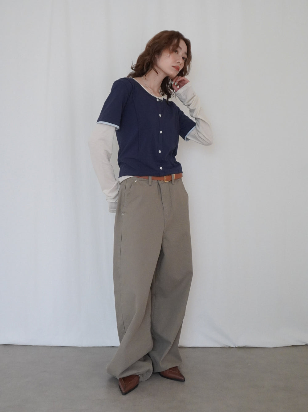 Layered long sleeve 配色カットソー