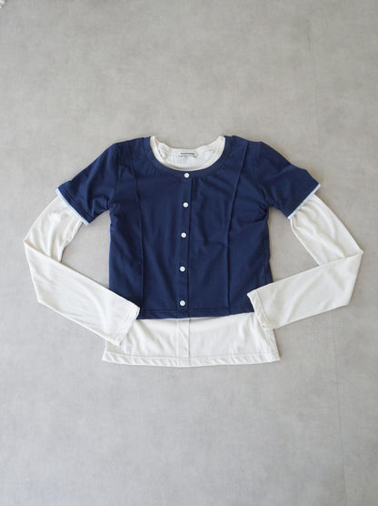 Layered long sleeve 配色カットソー
