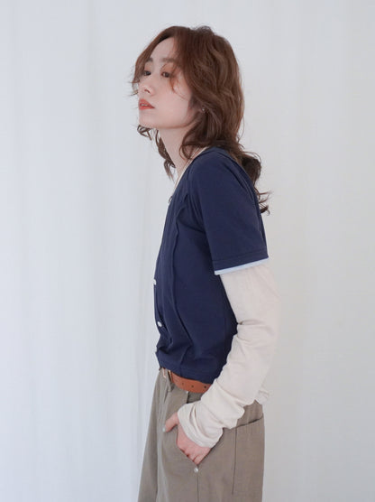 Layered long sleeve 配色カットソー