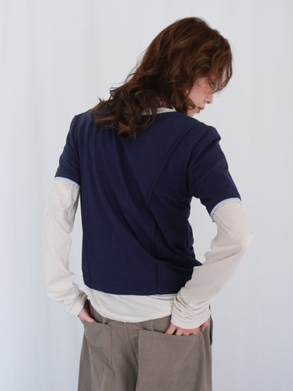 Layered long sleeve 配色カットソー
