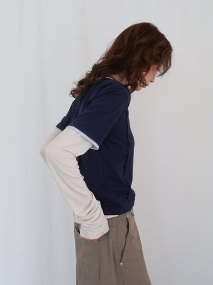 Layered long sleeve 配色カットソー