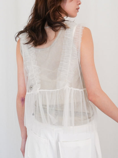 Ruffle tulle フロントリボン2WAYジレ