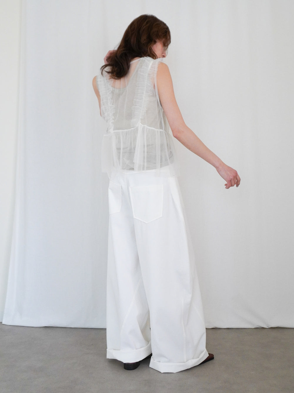Ruffle tulle フロントリボン2WAYジレ