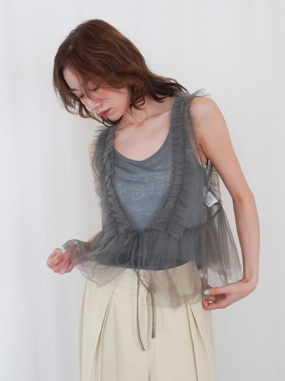Ruffle tulle フロントリボン2WAYジレ