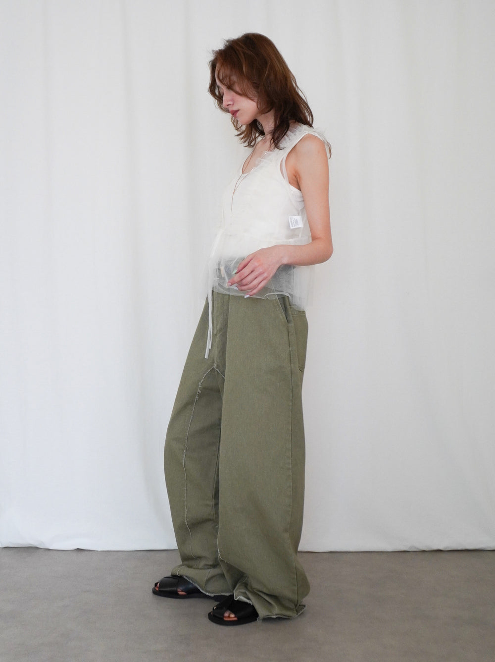 Ruffle tulle フロントリボン2WAYジレ