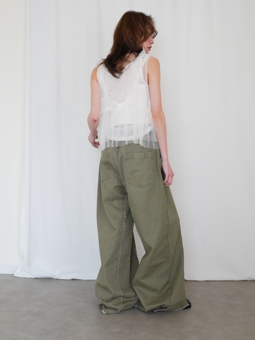 Ruffle tulle フロントリボン2WAYジレ