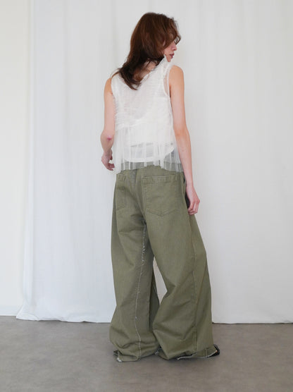 Ruffle tulle フロントリボン2WAYジレ
