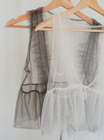 Ruffle tulle フロントリボン2WAYジレ