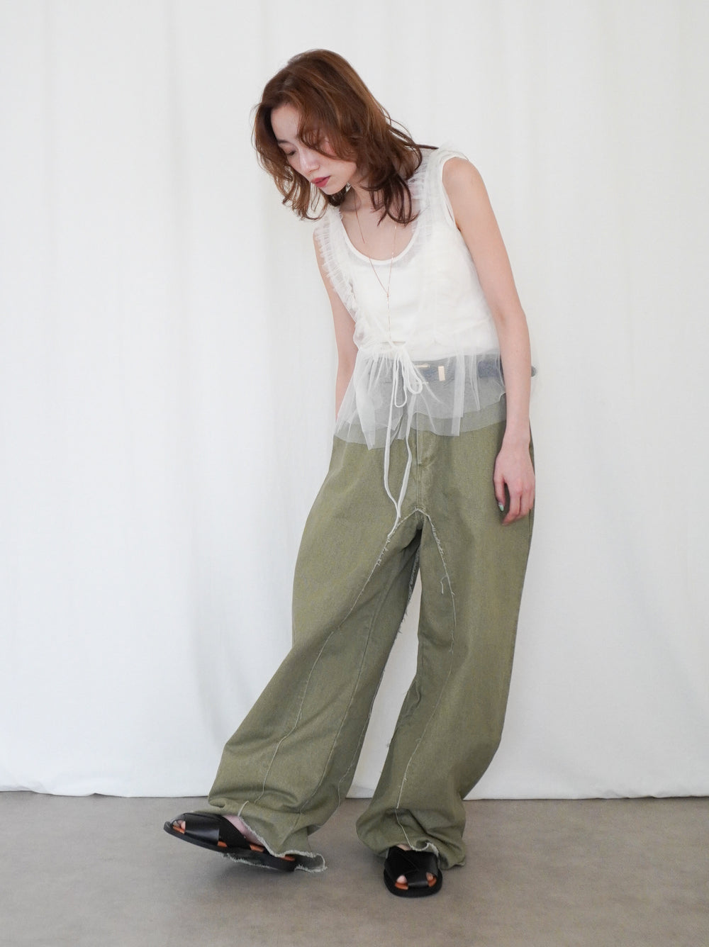 Ruffle tulle フロントリボン2WAYジレ