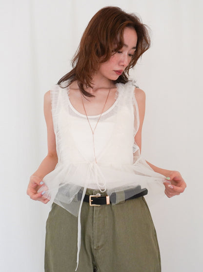 Ruffle tulle フロントリボン2WAYジレ