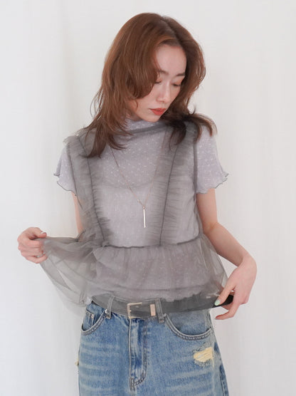 Ruffle tulle フロントリボン2WAYジレ
