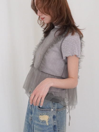 Ruffle tulle フロントリボン2WAYジレ