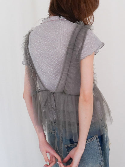 Ruffle tulle フロントリボン2WAYジレ