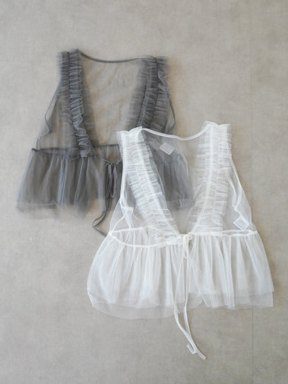 Ruffle tulle フロントリボン2WAYジレ