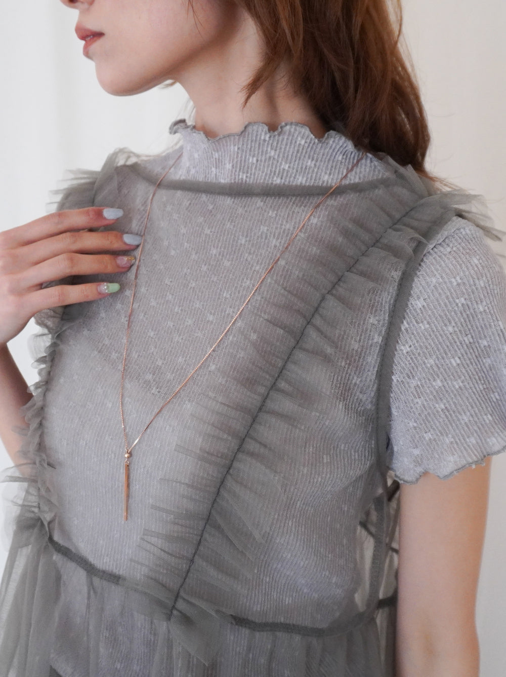 Ruffle tulle フロントリボン2WAYジレ