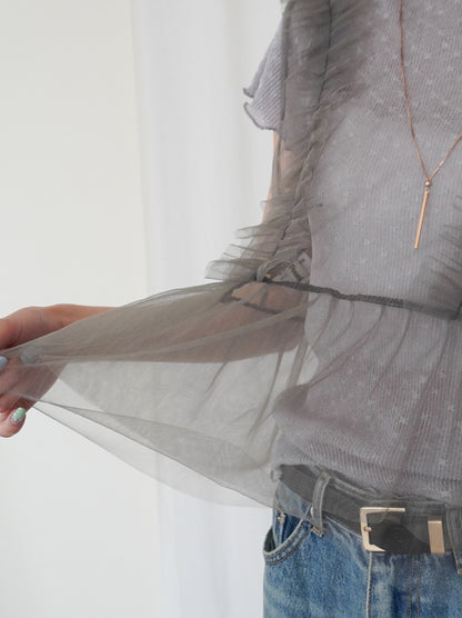Ruffle tulle フロントリボン2WAYジレ