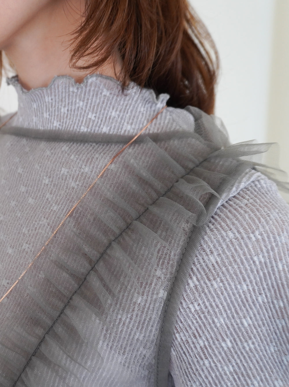 Ruffle tulle フロントリボン2WAYジレ