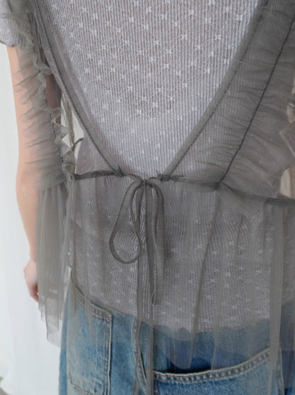Ruffle tulle フロントリボン2WAYジレ