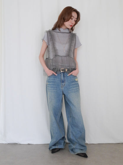 Ruffle tulle フロントリボン2WAYジレ