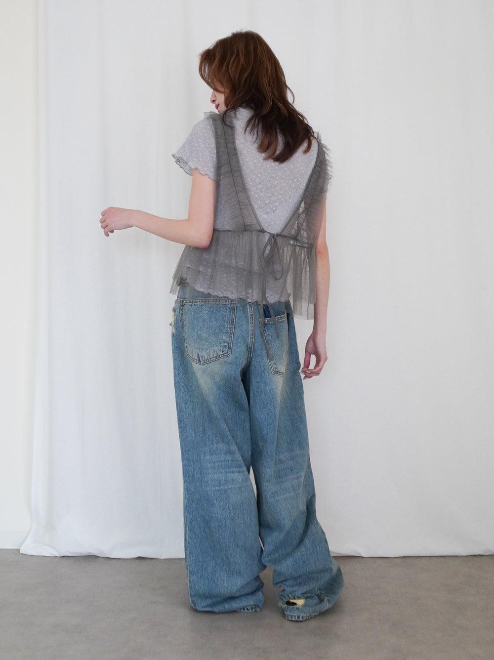 Ruffle tulle フロントリボン2WAYジレ