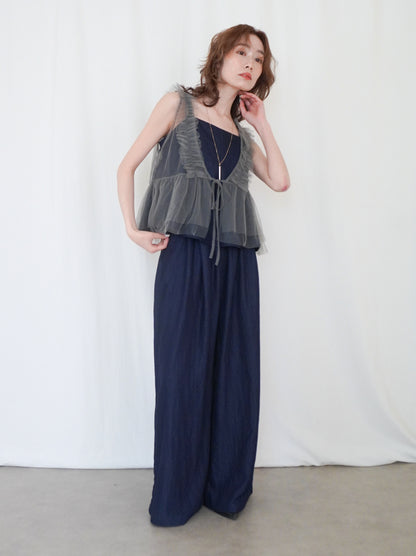Ruffle tulle フロントリボン2WAYジレ