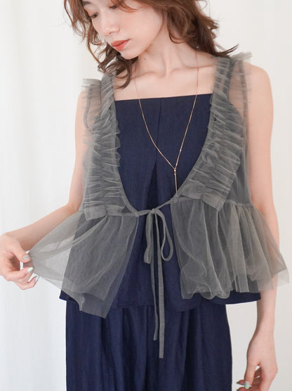 Ruffle tulle フロントリボン2WAYジレ