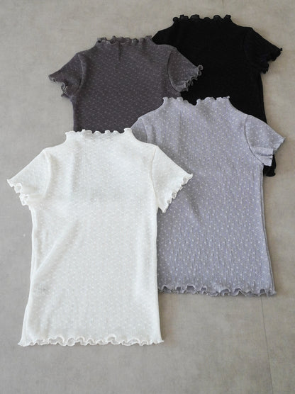 Puff textured sheer メロウハイネックトップス