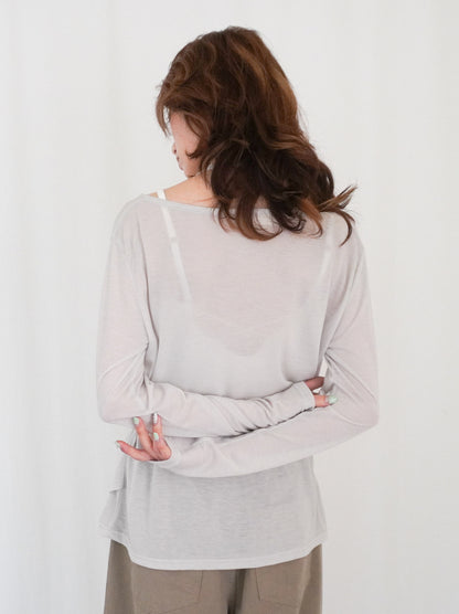 Halter layered ドレープラウンドネックトップス